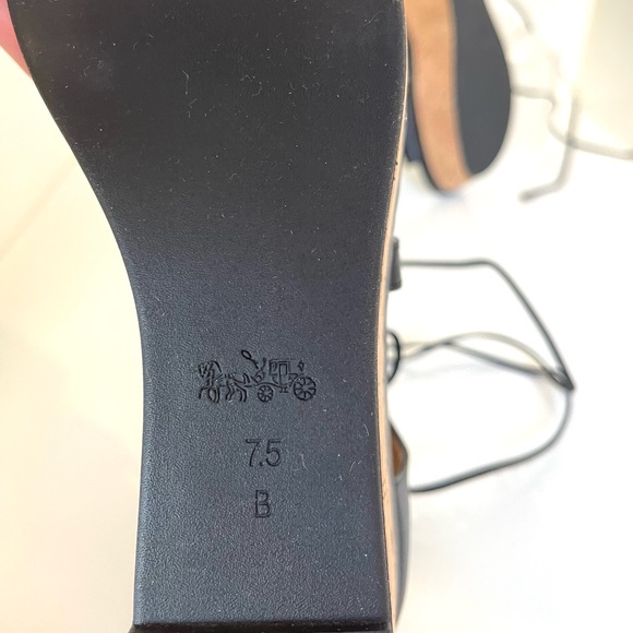 Coach “Barkley” Black Leather Platform Wedge Lace Up Sandals - Picture 9 of 9